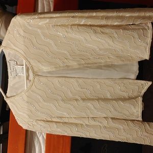Papel Boutique Evening Off White Silk Beaded Jacket